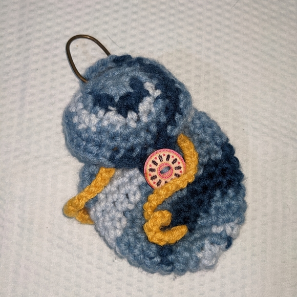 Mini Backpack Drawstring & Button Closure Crochet Keychain HANDCRAFTED - Picture 3 of 7